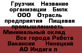 Грузчик › Название организации ­ Бмпк, ООО › Отрасль предприятия ­ Пищевая промышленность › Минимальный оклад ­ 20 000 - Все города Работа » Вакансии   . Ненецкий АО,Индига п.